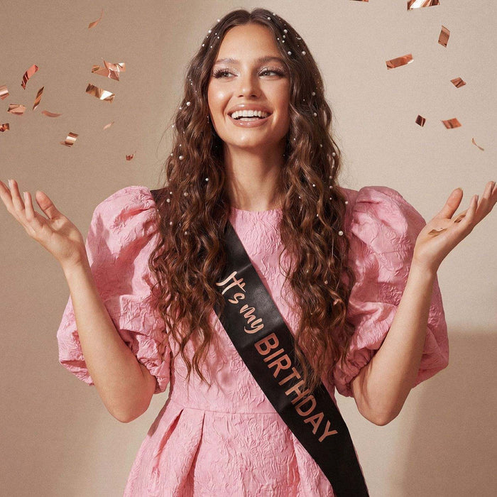 It´s my birthday Schärpe | Schwarz Roségold