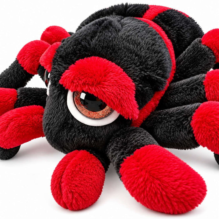 Stofftier Spinne "Nico" Gr. M (18 cm) | Schwarz Rot