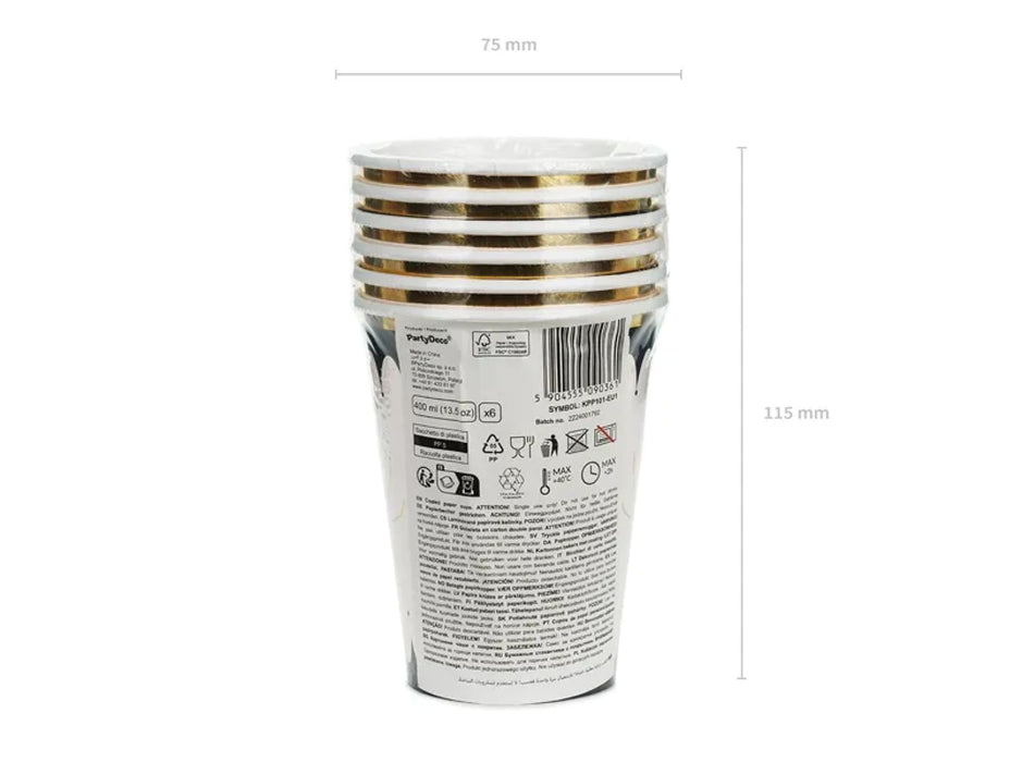 Pappbecher "Halloween Spinne" 400ml/6Stk. | Schwarz Creme