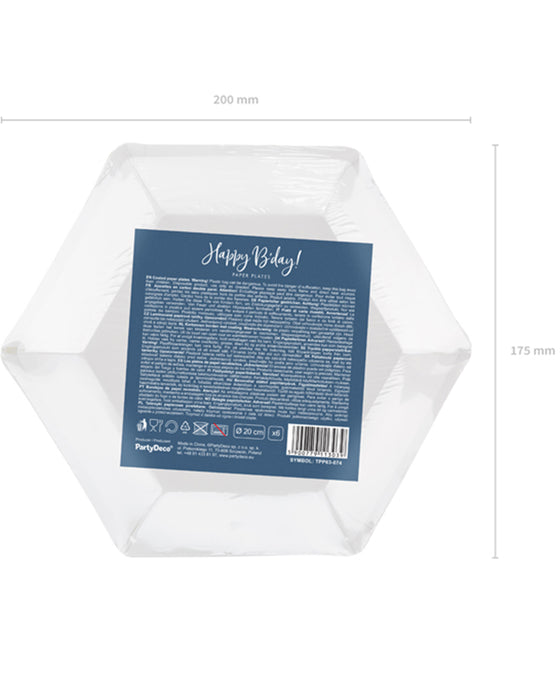 6 Pappteller "Happy B'day" 20cm | Marineblau
