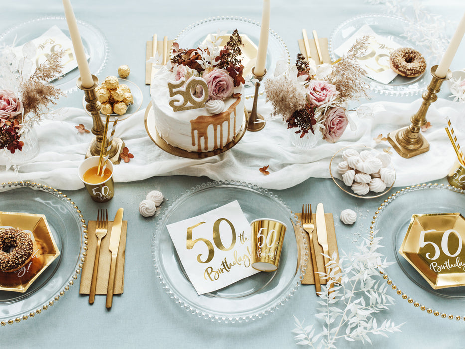 Pappteller Happy Birthday #50| Ø20cm/6Stk. Gold