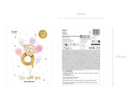 Folien/Latexballon Set "Ring Bride to Be" | 56x75cm/6 Stk.30cmØ