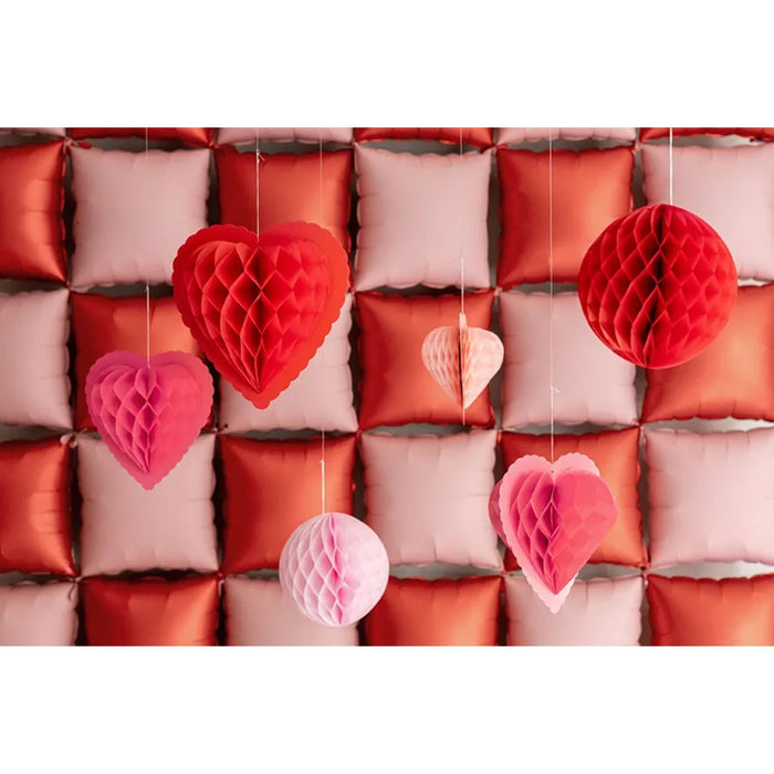 Papier Honigwaben-Herzen 3er-Set | Mix 20-30cm