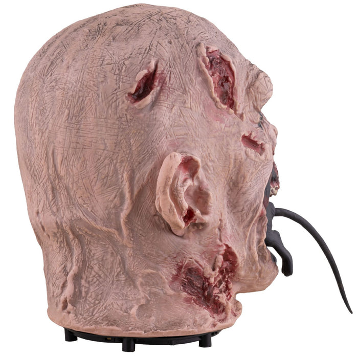 Zombie-Kopf mit Ratte - Animiert | 25 cm - Halloween Dekoration