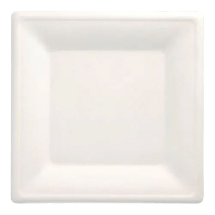 Zuckerrohr Teller eckig "pure" weiss | 12 Stück 26 x 26 cm