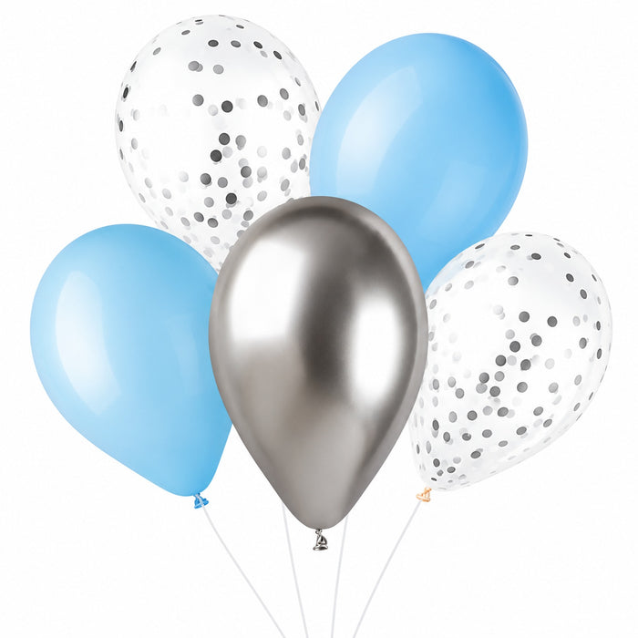 Latexballon 33 cm Blau Silber | 6 Stück