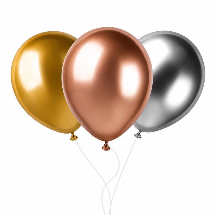 Latexballon 48 cm Gold Silber Roségold #360431 | 3 Stück