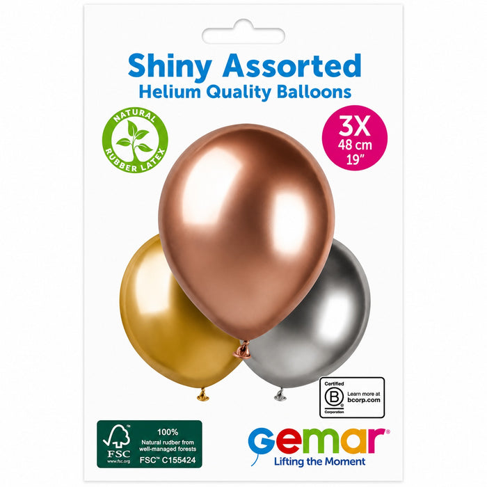 Latexballon 48 cm Gold Silber Roségold #360431 | 3 Stück
