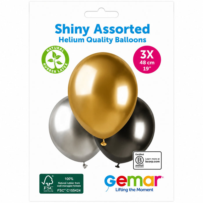 Latexballon 48 cm Gold Silber Grau #360448 | 3 Stück