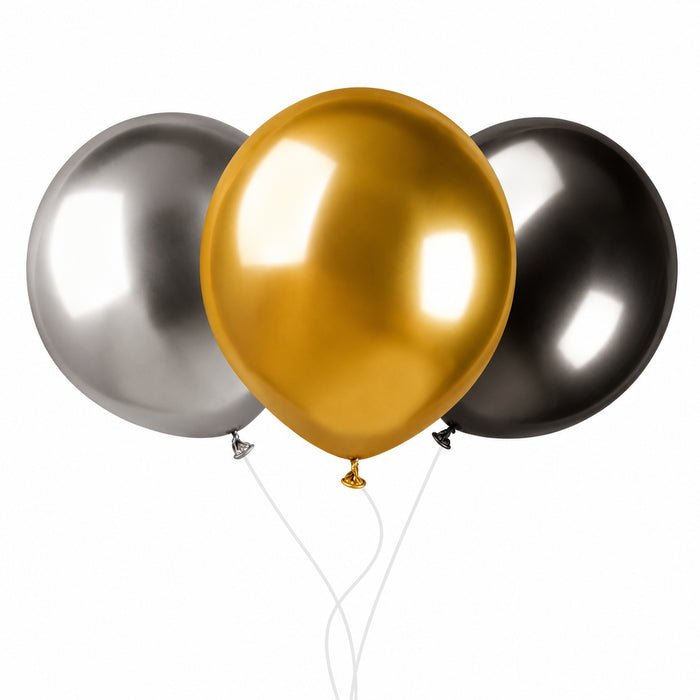 Latexballon 48 cm Gold Silber Grau #360448 | 3 Stück