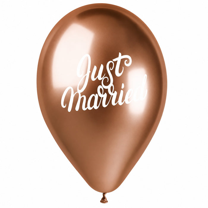 Latexballon 33 cm Mr&Mrs + Just Married Roségold Silber | 5 Stück