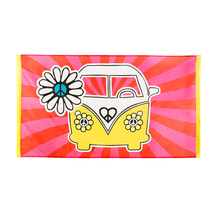 Banner Flagge Flower Power "Hippie Bus" | Polyester