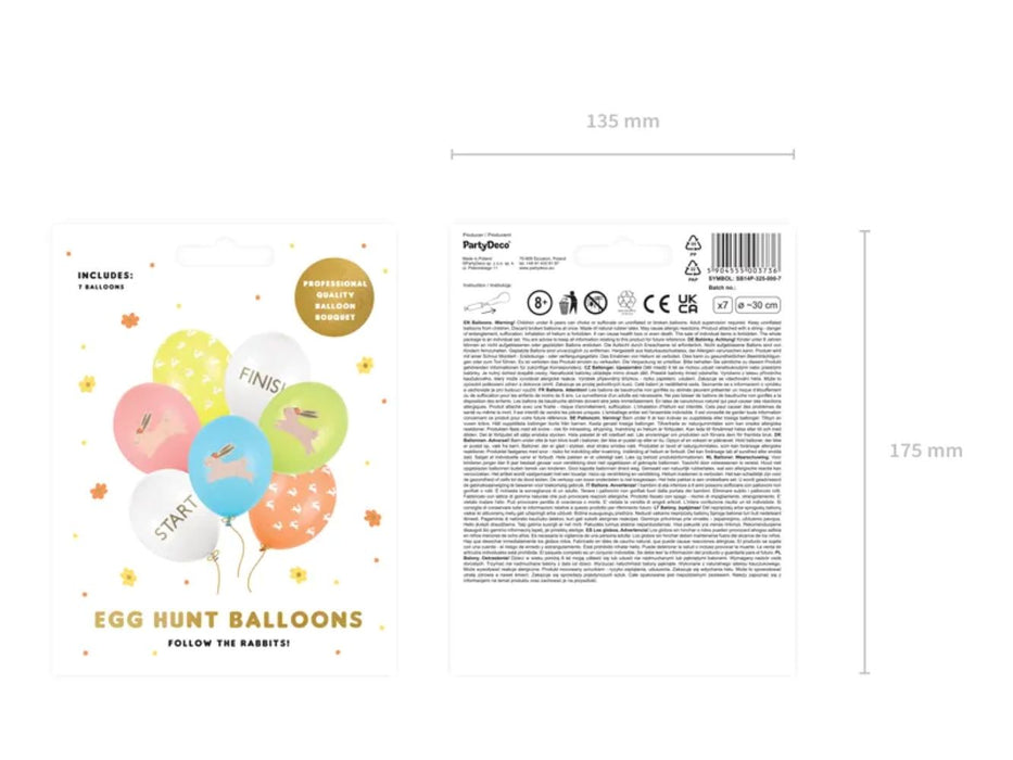 Luftballon Ø30cm "Hasenmotiv" | 7 Stk. Multicolor