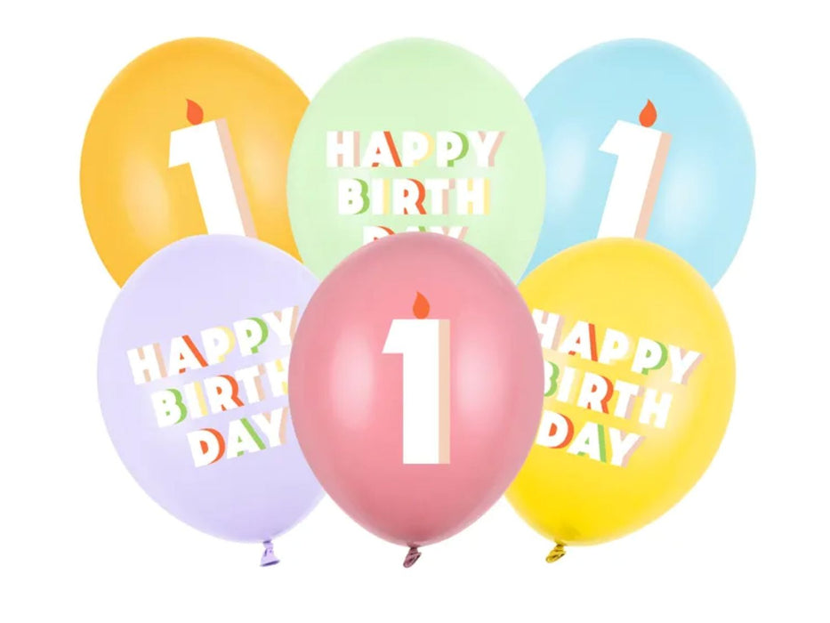 6 Stk. Luftballon Ø30cm "HAPPY BIRTHDAY" | Zahl