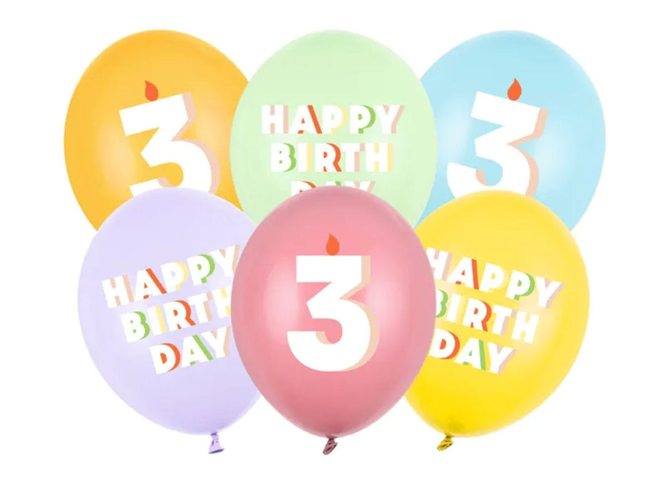 6 Stk. Luftballon Ø30cm "HAPPY BIRTHDAY" | Zahl