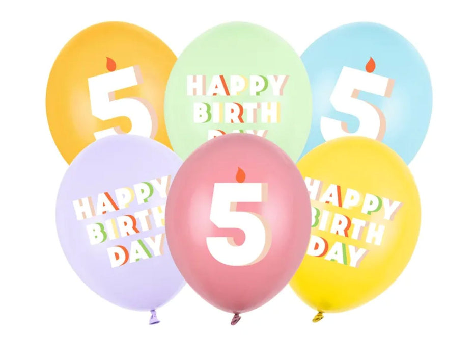 6 Stk. Luftballon Ø30cm "HAPPY BIRTHDAY" | Zahl