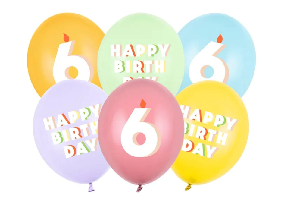 6 Stk. Luftballon Ø30cm "HAPPY BIRTHDAY" | Zahl