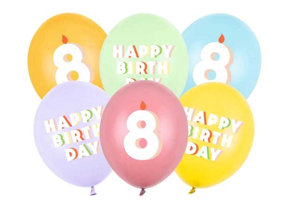 6 Stk. Luftballon Ø30cm "HAPPY BIRTHDAY" | Zahl