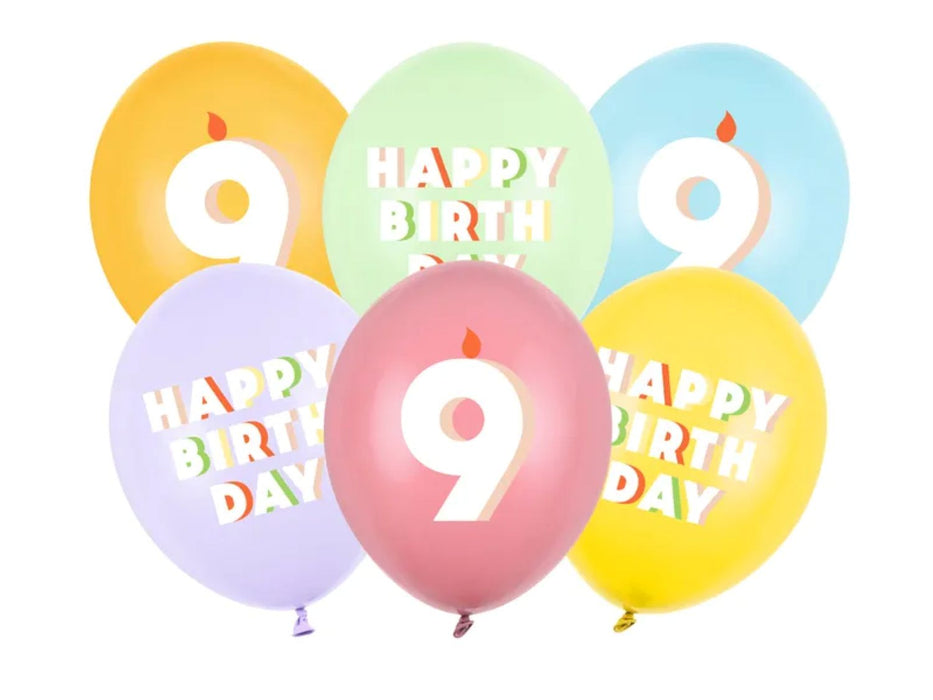6 Stk. Luftballon Ø30cm "HAPPY BIRTHDAY" | Zahl