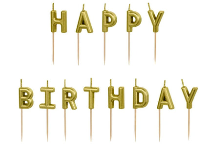 Geburtstagskerzen Happy Birthday Gold | 2,5 cm - 13 Stk.
