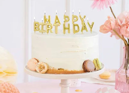 Geburtstagskerzen Happy Birthday Gold | 2,5 cm - 13 Stk.