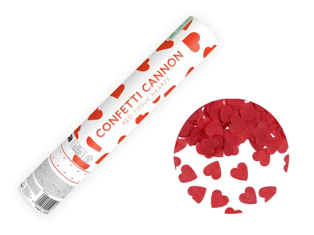 Konfettishooter 28 cm | Rote Herzen