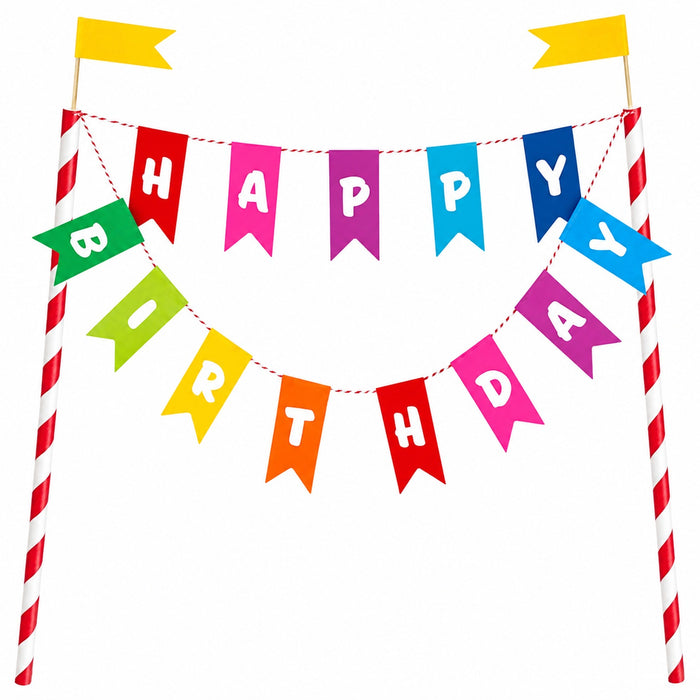 Kuchen Deko "Happy Birthday" Wimpelkette | Mehrfarbig - Cake Topper