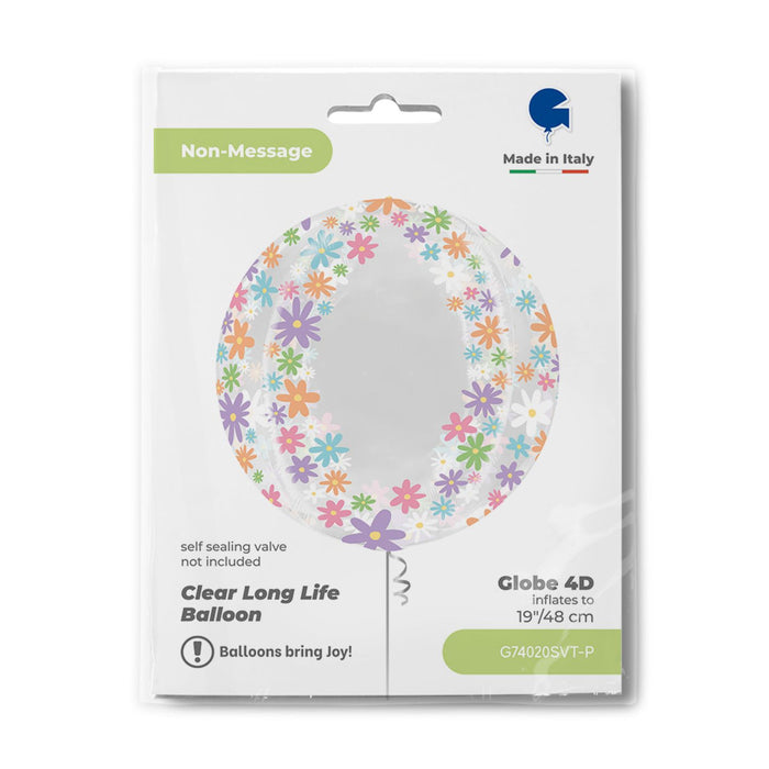 ABC4D Folienballon Globe Bunte Gänseblümchen | 48cm