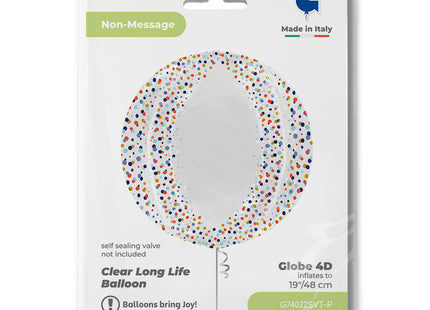 Folienballon "Transparent Confetti 4D" 48 cm | Mehrfarbig