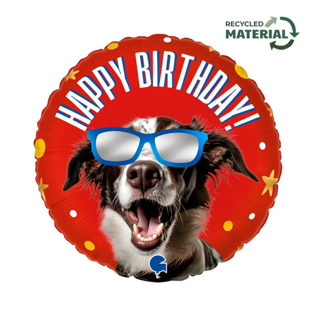 ABC18 Folienballon Hund "Happy Birthday" | 46 cm
