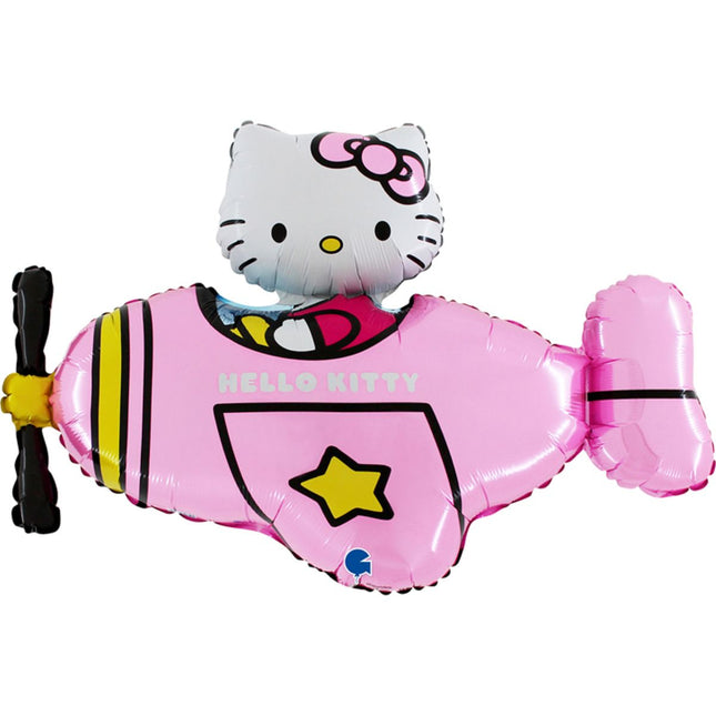 30" Shape Folienballon Lose - Hello Kitty Flugzeug Pink | HF2