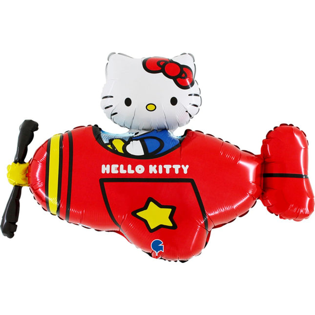 30" Shape Folienballon Lose - Hello Kitty Flugzeug Rot | HF2