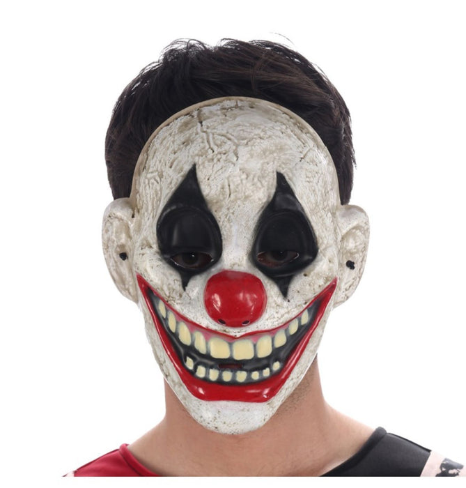 Halloween Maske "Lachender Clown" | Weiß Schwarz