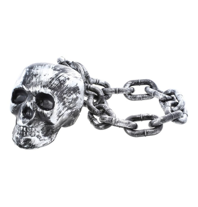 Halloween Kunststoffkette mit silbernem Totenkopf | 55 cm