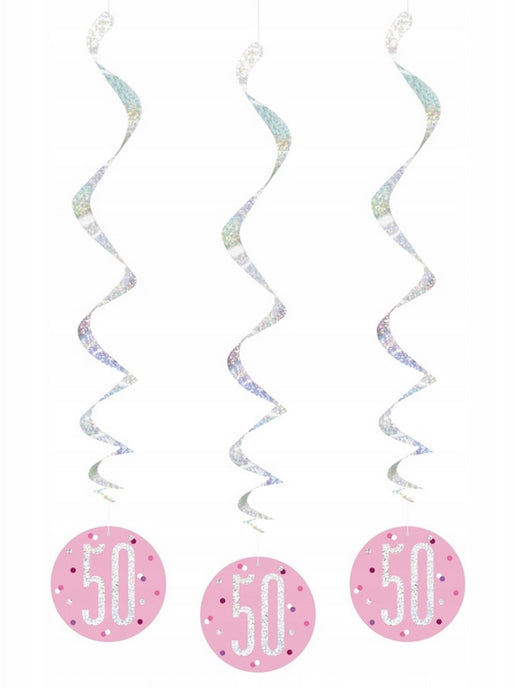 Hängedeko Swirl Glitz #50 Pink 6Stk./81cm