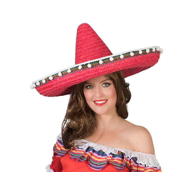 Mexikaner Sombrero mit Troddeln - 60 cm Durchmesser | Rot