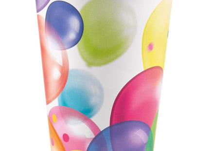 "Balloons" Luftballon Konfetti Motiv Partygeschirr - 8 Pappbecher 250 ml