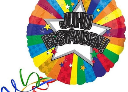 "Juhu Bestanden" Runder Folienballon Bunt Abitur Abschlussfeier - 43 cm ABC18