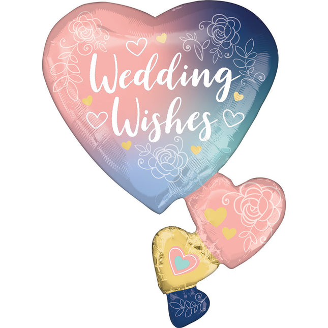 Amscan "Wedding Wishes" Folienballon Hochzeit - Herzen 58 x 76 cm 4182001 Shape