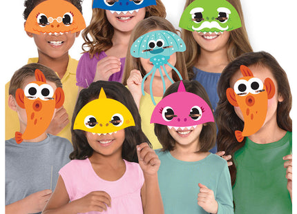 Amscan "Baby Shark" - 8 Papier Gesichtsmasken Hai-Motiv 9908482 | Kinder Geburtstag Partydekoration