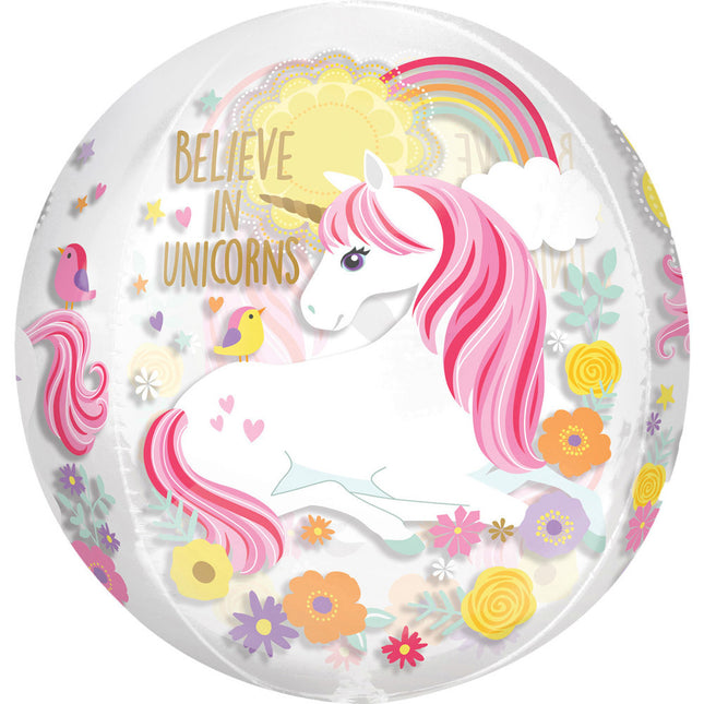 ABC 3D Orbz Folienballon "Einhorn" Pink | 38 x 40 cm