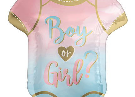 Shape Folienballon "Boy or Girl?" Body Rosa/Blau/Gold | 55x60 cm
