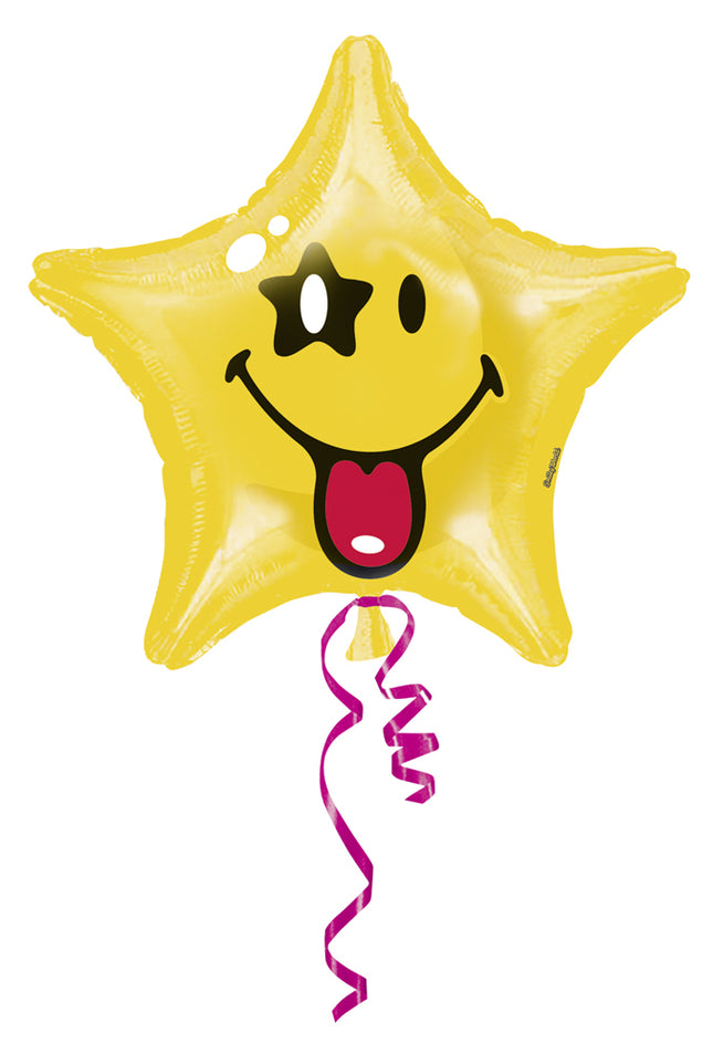 ABC18 Folienballon Smiley Star Stern | Ø 48 cm