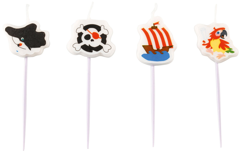 4 Mini-Figurenkerzen - 6,7cm - "Kleiner Seeräuber" - Piraten Party Dekoration