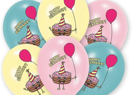 "Happy Birthday Kuchen" Latexballon Luftballons 27,5 cm - 6 Stück Mehrfarbig