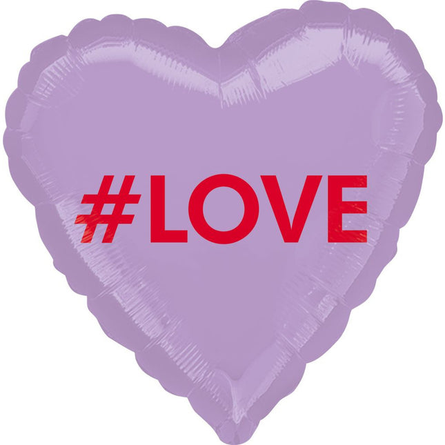 "#LOVE" Herz Folienballon Valentinstag Hochzeit Geschenk - Lila 43 cm ABC18
