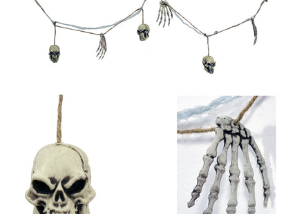 XXL Knochen und Totenkopf Girlande - 180 cm | Gruselige Party Halloween Dekoration