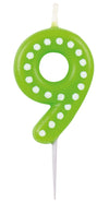 Zahlenkerze mit Punkten 6,5cm | Gr ün # 9