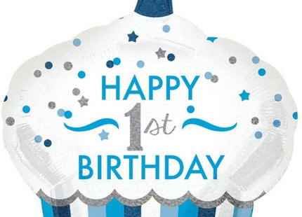 Cupcake XL Folienballon "1st Birthday Boy" - SuperShape 73 x 91 cm