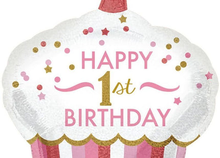 Cupcake XL Folienballon "1st Birthday Girl" - SuperShape 73 x 91 cm
